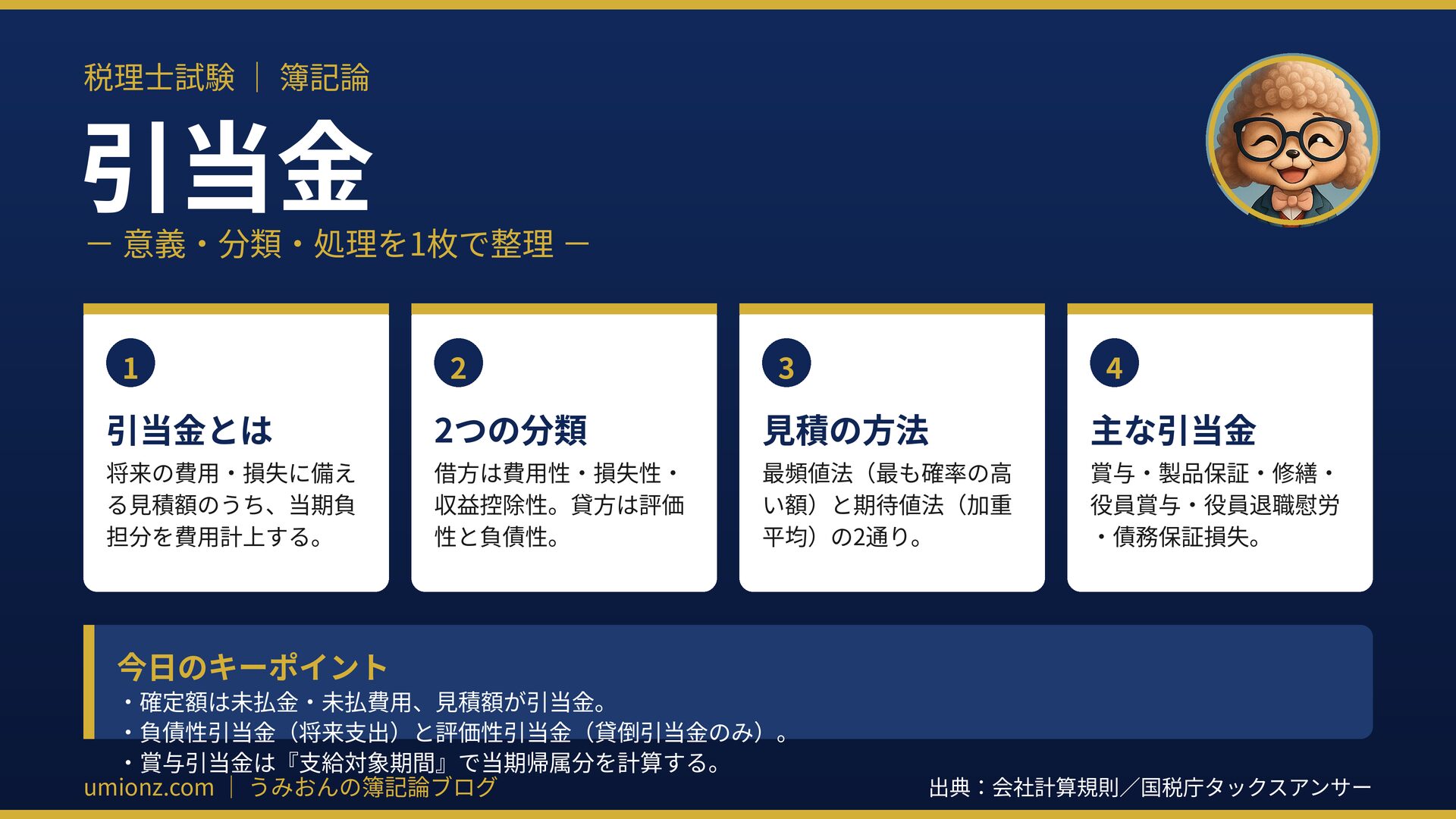 引当金のまとめインフォグラフィック